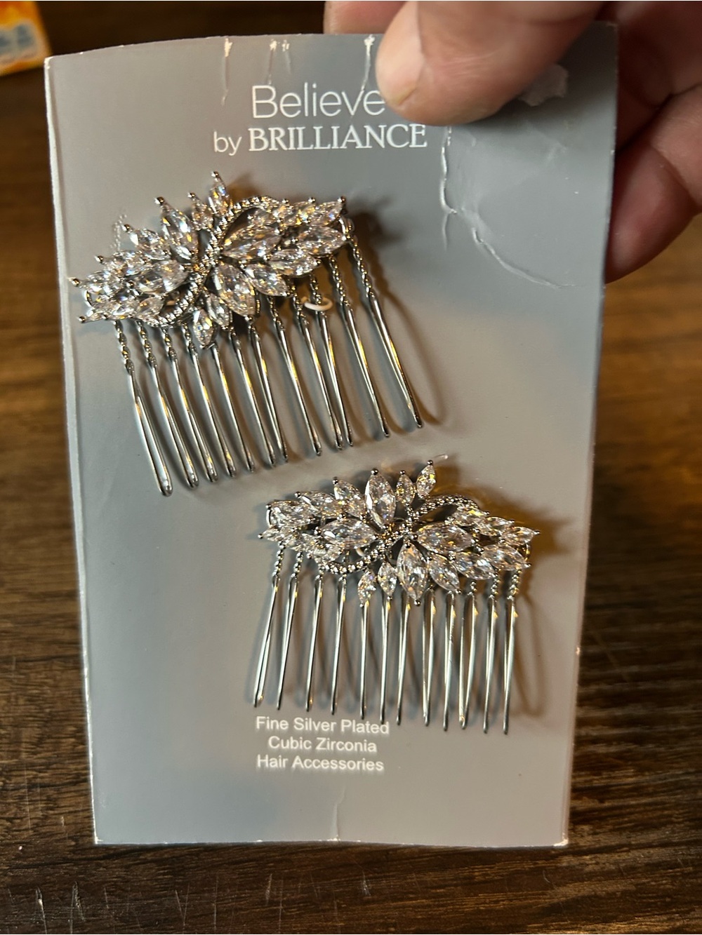 Believe by Brilliance Silver Crystal Hair Comb Set NWT